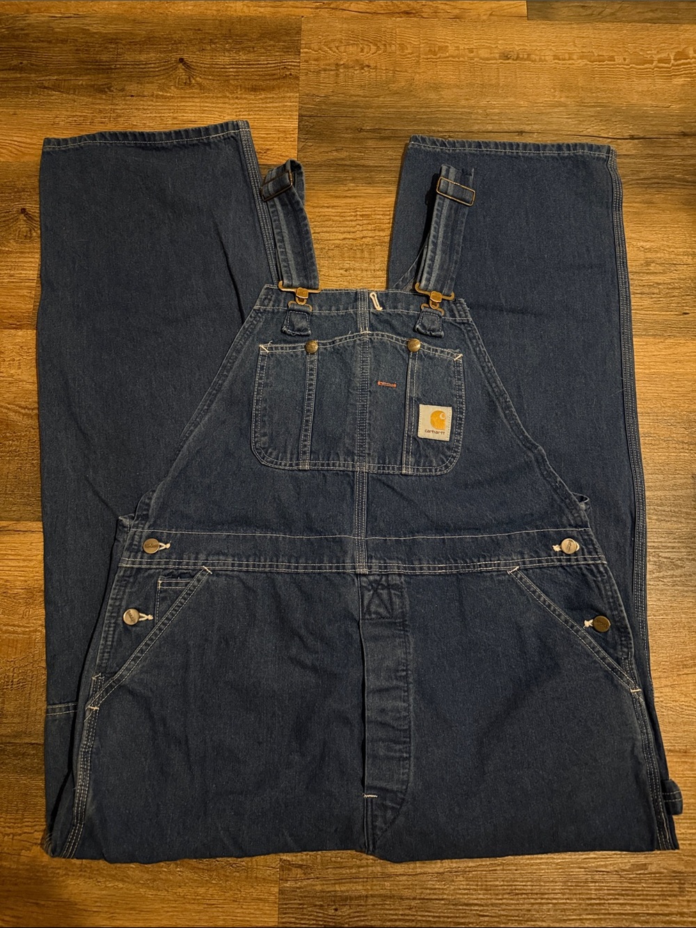 Carhartt Men’s Dark Blue Denim Relaxed-Fit Overalls
